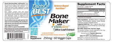 Photo of the Doctor's Best Bone Maker with Bonolive Olive Leaf Extract 250 mg label