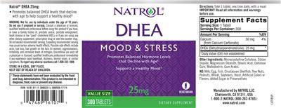 Photo of the Natrol DHEA 25 mg label