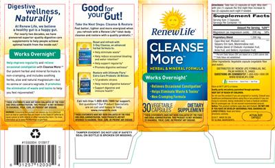 Photo of the Renew Life Cleanse More label