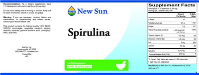 Photo of the New Sun Spirulina label