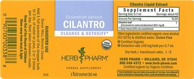 Photo of the Herb Pharm Cilantro label