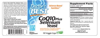 Product label for CoQ10 plus Selenium Yeast