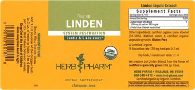 Photo of the Herb Pharm Linden label