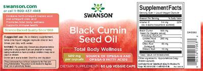 Photo of the Swanson Black Cumin Seed Oil 500 mg label