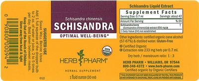 Product label for Schisandra