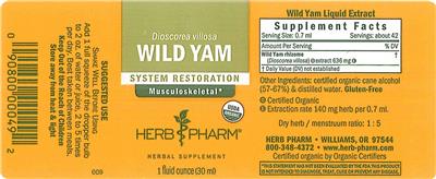 Photo of the Herb Pharm Wild Yam label