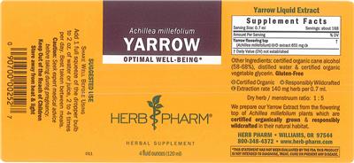 Photo of the Herb Pharm Yarrow label