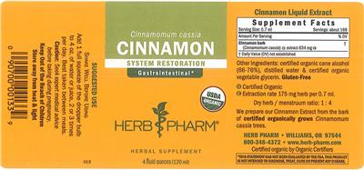 Photo of the Herb Pharm Cinnamon label