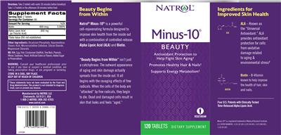 Photo of the Natrol Minus-10 label