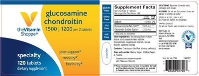 Photo of the The Vitamin Shoppe Glucosamine Chondroitin label