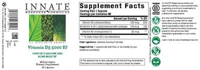 Photo of the Innate Response Formulas Vitamin D3 5000 IU label