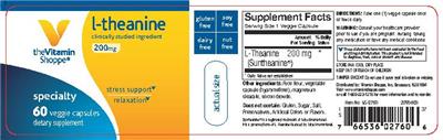 Photo of the The Vitamin Shoppe L-Theanine 200 mg label