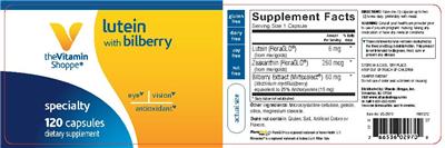 Photo of the The Vitamin Shoppe Lutein with Bilberry label