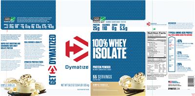 Photo of the Dymatize 100% Whey Isolate Classic Chocolate label