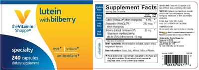Photo of the The Vitamin Shoppe Lutein with Bilberry label