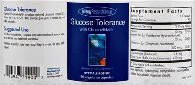 Photo of the Allergy Research Group Glucose Tolerance label