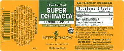 Photo of the Herb Pharm Super Echinacea label