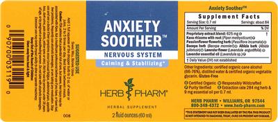 Photo of the Herb Pharm Anxiety Soother label
