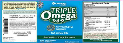 Photo of the Vitamin World Triple Omega 3-6-9 label