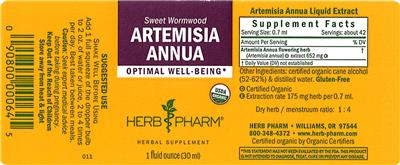Photo of the Herb Pharm Artemisia Annua label
