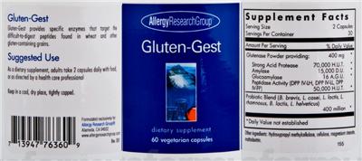 Photo of the Allergy Research Group Gluten-Gest label
