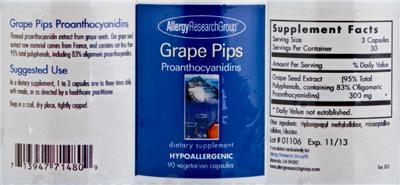 Photo of the Allergy Research Group Grape Pips Proanthocyanidins label