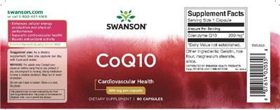Photo of the Swanson CoQ10 200 mg label