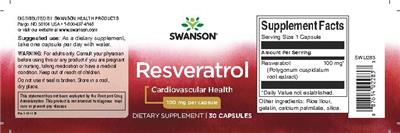 Photo of the Swanson Resveratrol 100 mg label