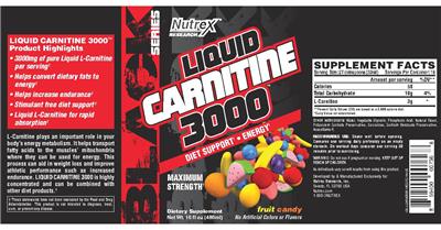 Photo of the Nutrex Research Black Series Liquid Carnitine 3000 Fruit Candy label