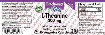 Photo of the Bluebonnet L-Theanine 200 mg label
