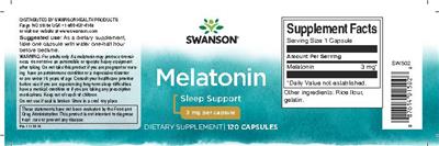 Photo of the Swanson Melatonin 3 mg label