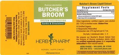 Photo of the Herb Pharm Butcher's Broom label