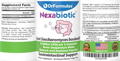 Photo of the DrFormulas NexaBiotic label
