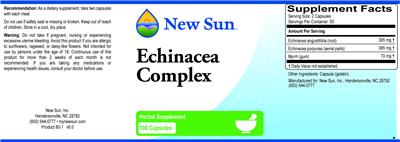 Photo of the New Sun Echinacea Complex label