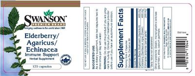 Photo of the Swanson Premium Brand Elderberry/Agaricus/Echinacea label