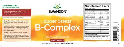 Photo of the Swanson Super Stress B-Complex with Vitamin C label