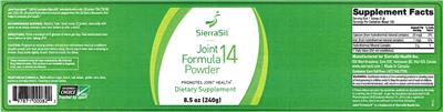 Photo of the SierraSil Joint Formula 14 Powder label