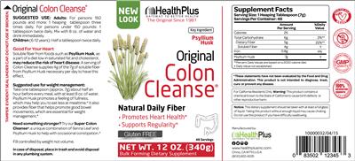 Photo of the Health Plus Original Colon Cleanse label