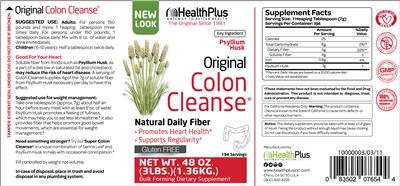 Photo of the Health Plus Original Colon Cleanse label