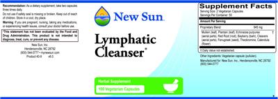 Photo of the New Sun Lymphatic Cleanser label