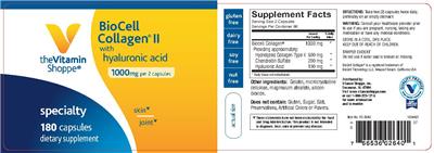 Photo of the The Vitamin Shoppe BioCell Collagen II with Hyaluronic Acid label