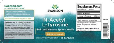 Photo of the Swanson N-Acetyl L-Tyrosine 350 mg label