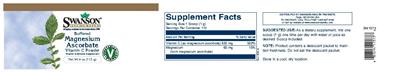 Photo of the Swanson Premium Brand Buffered Magnesium Ascorbate Vitamin C Powder label