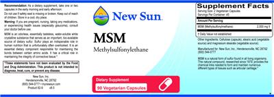 Photo of the New Sun MSM label
