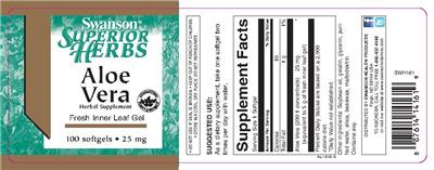 Photo of the Swanson Superior Herbs Aloe Vera 25 mg label