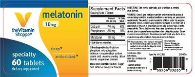 Photo of the The Vitamin Shoppe Melatonin 10 mg label
