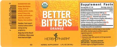 Photo of the Herb Pharm Better Bitters Orange label