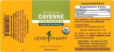 Photo of the Herb Pharm Cayenne label