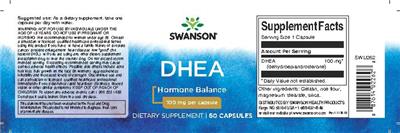 Photo of the Swanson DHEA 100 mg label
