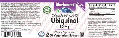 Photo of the Bluebonnet CellularActive CoQ10 Ubiquinol 50 mg label